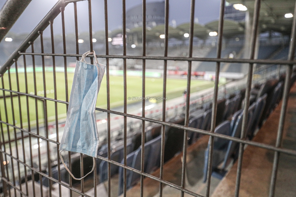 Sturm Graz - Tirol
Oesterreichische Fussball Bundesliga, 9. Runde, SK Sturm Graz - WSG Tirol, Stadion Liebenau Graz, 28.11.2020. 

Foto zeigt eine MNS Maske
Schlüsselwörter: COVID19