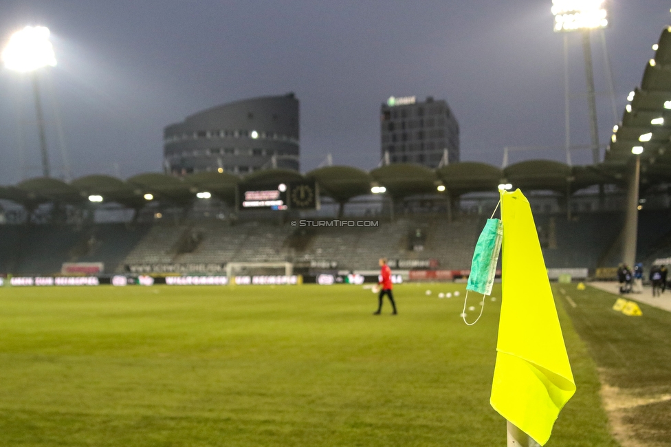 Sturm Graz - Tirol
Oesterreichische Fussball Bundesliga, 9. Runde, SK Sturm Graz - WSG Tirol, Stadion Liebenau Graz, 28.11.2020. 

Foto zeigt eine MNS Maske
Schlüsselwörter: COVID19