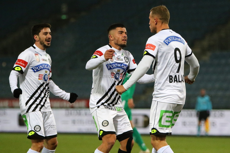 Sturm Graz - Tirol
Oesterreichische Fussball Bundesliga, 9. Runde, SK Sturm Graz - WSG Tirol, Stadion Liebenau Graz, 28.11.2020. 

Foto zeigt Otar Kiteishvili (Sturm), Jusuf Gazibegovic (Sturm) und Bekim Balaj (Sturm)
Schlüsselwörter: torjubel