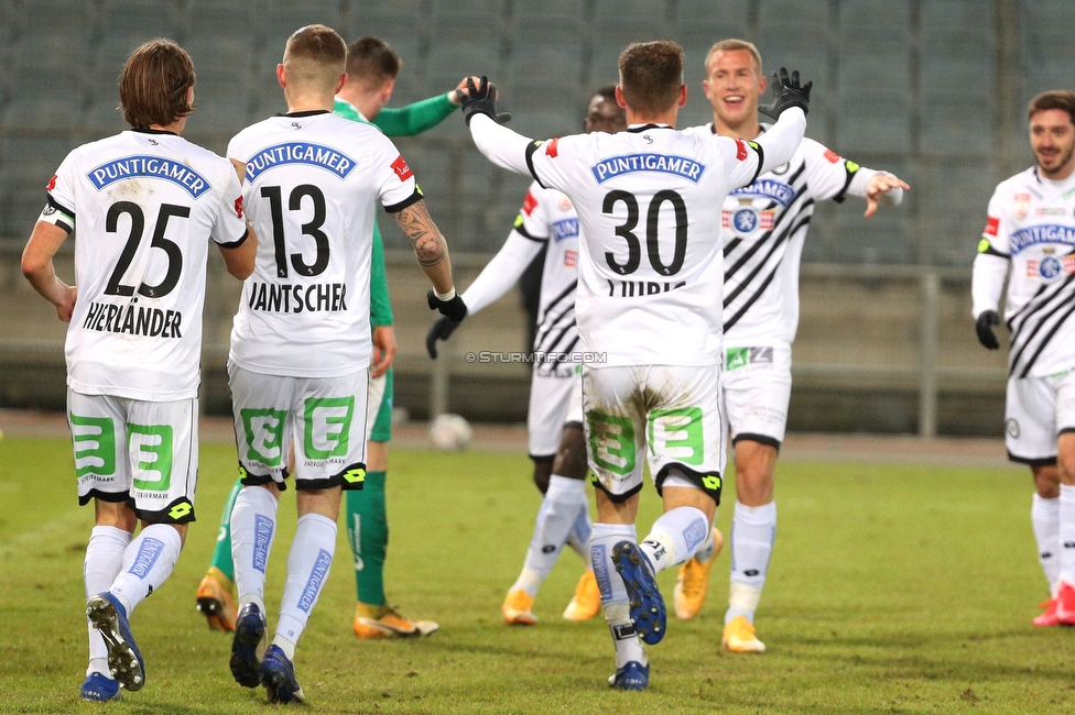 Sturm Graz - Tirol
Oesterreichische Fussball Bundesliga, 9. Runde, SK Sturm Graz - WSG Tirol, Stadion Liebenau Graz, 28.11.2020. 

Foto zeigt Stefan Hierlaender (Sturm), Jakob Jantscher (Sturm), Ivan Ljubic (Sturm) und Bekim Balaj (Sturm)
Schlüsselwörter: torjubel