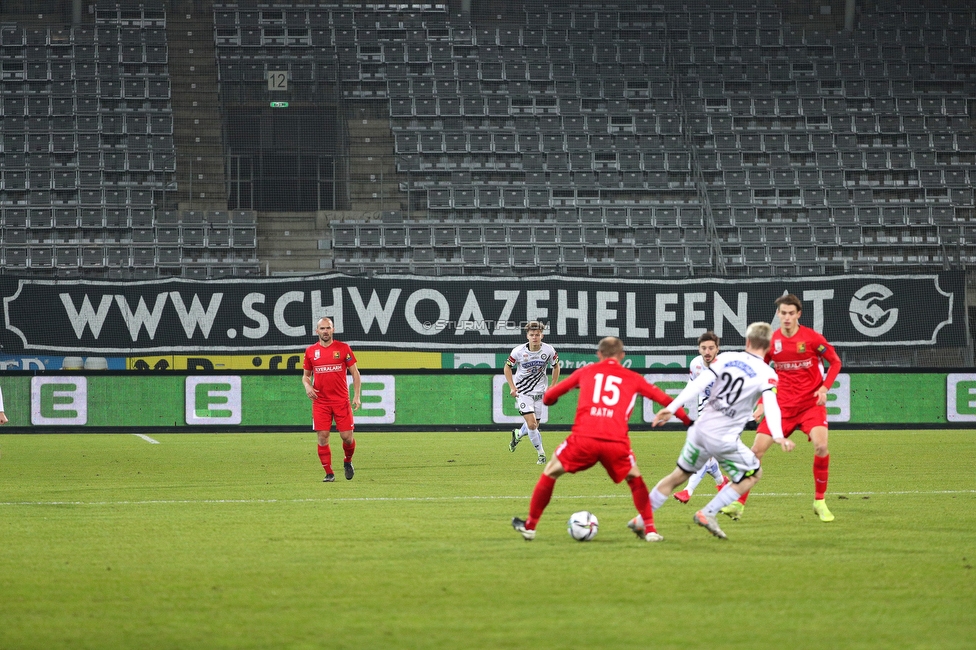 Sturm Graz - Admira Wacker
Oesterreichische Fussball Bundesliga, 11. Runde, SK Sturm Graz - FC Admira Wacker, Stadion Liebenau Graz, 12.12.2020. 

Foto zeigt Lukas Rath (Admira) und Kevin Friesenbichler (Sturm)
Schlüsselwörter: schwoazehelfen COVID19 geisterspiel