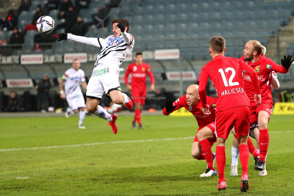 Sturm Graz - Admira Wacker
Oesterreichische Fussball Bundesliga, 11. Runde, SK Sturm Graz - FC Admira Wacker, Stadion Liebenau Graz, 12.12.2020. 

Foto zeigt Otar Kiteishvili (Sturm)
Schlüsselwörter: kopfball geisterspiel