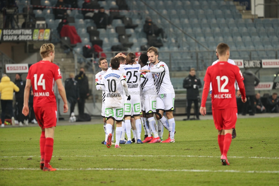 Sturm Graz - Admira Wacker
Oesterreichische Fussball Bundesliga, 11. Runde, SK Sturm Graz - FC Admira Wacker, Stadion Liebenau Graz, 12.12.2020. 

Foto zeigt die Mannschaft von Sturm
Schlüsselwörter: COVID19 geisterspiel torjubel