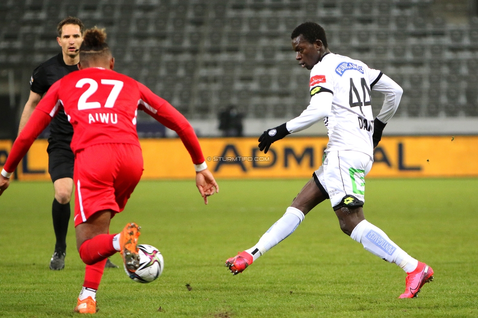 Sturm Graz - Admira Wacker
Oesterreichische Fussball Bundesliga, 11. Runde, SK Sturm Graz - FC Admira Wacker, Stadion Liebenau Graz, 12.12.2020. 

Foto zeigt Emanuel Aiwu (Admira) und Amadou Dante (Sturm)
Schlüsselwörter: COVID19 geisterspiel