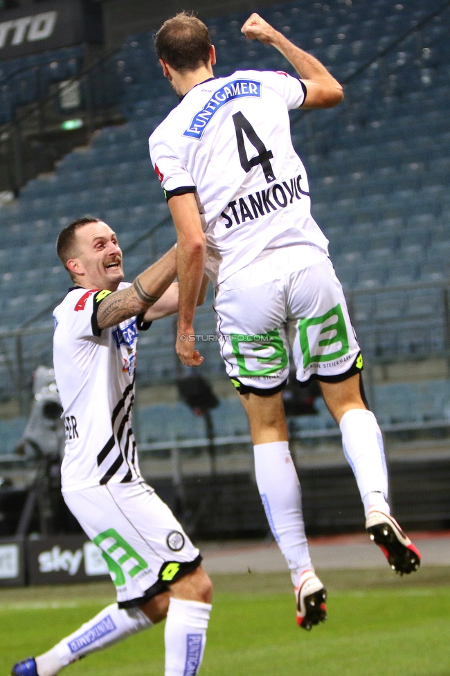 Sturm Graz - Admira Wacker
Oesterreichische Fussball Bundesliga, 11. Runde, SK Sturm Graz - FC Admira Wacker, Stadion Liebenau Graz, 12.12.2020. 

Foto zeigt Jakob Jantscher (Sturm) und Jon Gorenc-Stankovic (Sturm)
Schlüsselwörter: COVID19 geisterspiel torjubel