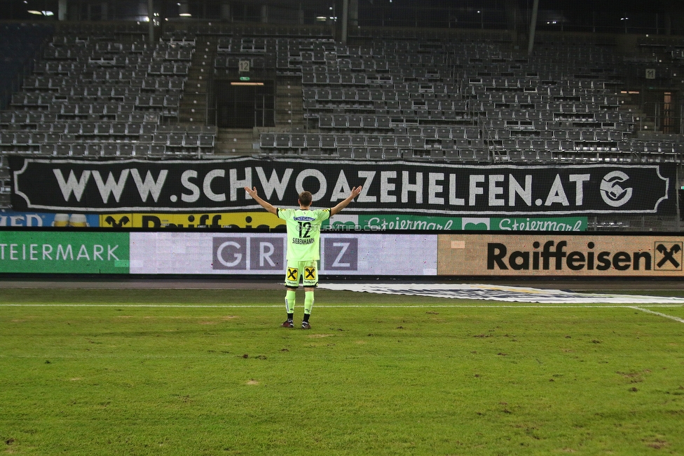 Sturm Graz - Admira Wacker
Oesterreichische Fussball Bundesliga, 11. Runde, SK Sturm Graz - FC Admira Wacker, Stadion Liebenau Graz, 12.12.2020. 

Foto zeigt Joerg Siebenhandl (Sturm)
Schlüsselwörter: COVID19 geisterspiel schwoazehelfen