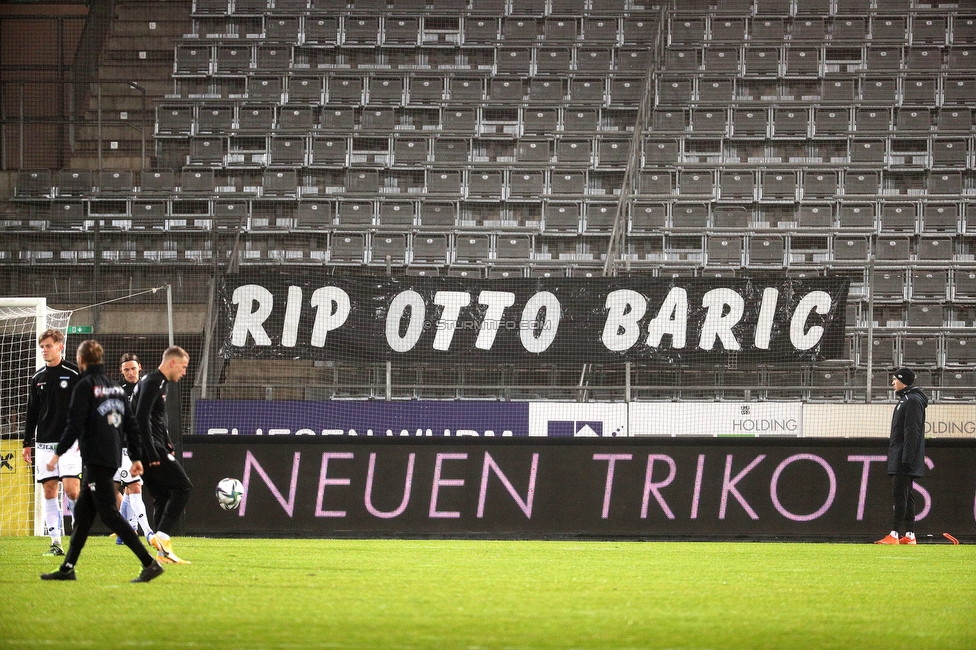 Sturm Graz - St. Poelten
Oesterreichische Fussball Bundesliga, 12. Runde, SK Sturm Graz - SKN St. Poelten, Stadion Liebenau Graz, 19.12.2020. 

Foto zeigt Fans von Sturm mit einem Spruchband
Schlüsselwörter: ottobaric COVID19 geisterspiel