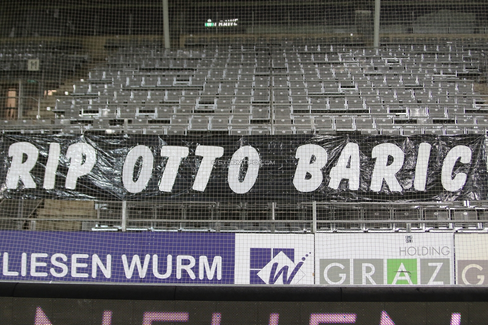 Sturm Graz - St. Poelten
Oesterreichische Fussball Bundesliga, 12. Runde, SK Sturm Graz - SKN St. Poelten, Stadion Liebenau Graz, 19.12.2020. 

Foto zeigt Fans von Sturm mit einem Spruchband
Schlüsselwörter: ottobaric COVID19 geisterspiel