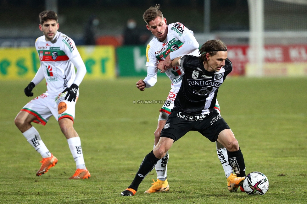 Wolfsberg - Sturm Graz
Oesterreichische Fussball Bundesliga, 7. Runde, Wolfsberger AC - SK Sturm Graz, Lavanttal-Arena Wolfsberg, 17.01.2021. 

Foto zeigt Stefan Hierlaender (Sturm)
Schlüsselwörter: COVID19 geisterspiel