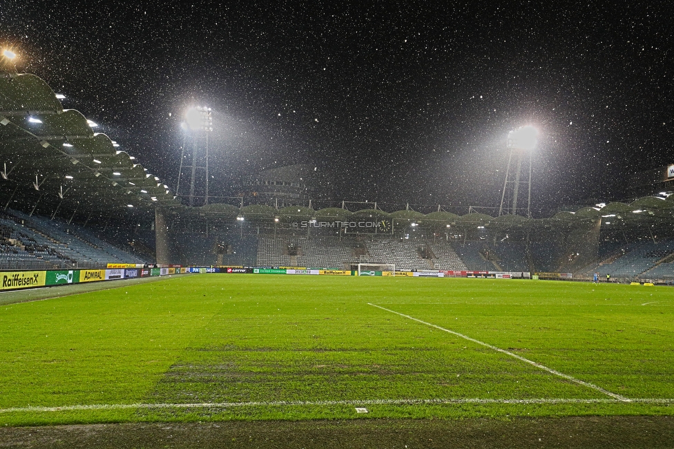 Sturm Graz - Ried
Oesterreichische Fussball Bundesliga, 16. Runde, SK Sturm Graz - SV Ried, Stadion Liebenau Graz, 09.02.2021. 

Foto zeigt eine Innenansicht im Stadion Liebenau
Schlüsselwörter: COVID19 geisterspiel wetter