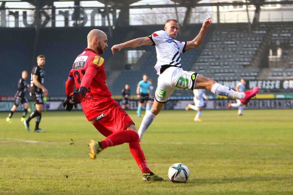 Sturm Graz - Wolfsberg
Oesterreichische Fussball Bundesliga, 18. Runde, SK Sturm Graz - Wolfsberger AC, Stadion Liebenau Graz, 21.02.2021. 

Foto zeigt Alexander Kofler (Wolfsberg) und Bekim Balaj (Sturm)
Schlüsselwörter: COVID19 geisterspiel