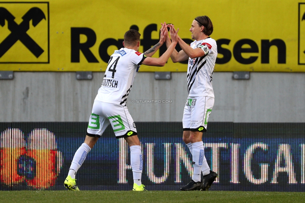 Sturm Graz - Salzburg
Oesterreichische Fussball Bundesliga, 19. Runde, SK Sturm Graz - FC RB Salzburg, Woerthersee Stadion Klagenfurt, 28.02.2021. 

Foto zeigt Sandro Ingolitsch (Sturm) und Stefan Hierlaender (Sturm)
Schlüsselwörter: COVID19 geisterspiel torjubel