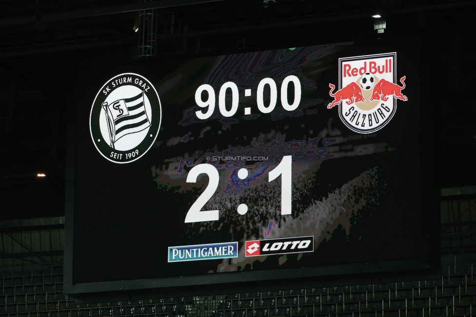 Sturm Graz - Salzburg
Oesterreichische Fussball Bundesliga, 19. Runde, SK Sturm Graz - FC RB Salzburg, Woerthersee Stadion Klagenfurt, 28.02.2021. 

Foto zeigt die Anzeigetafel
Schlüsselwörter: COVID19 geisterspiel