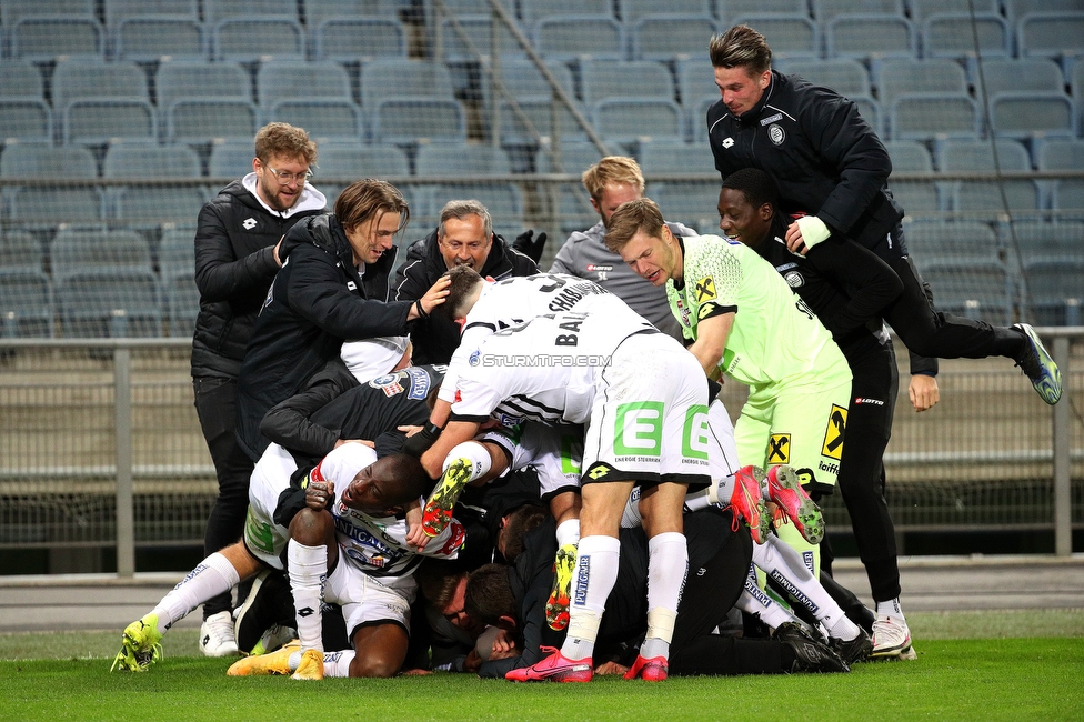 Sturm Graz - Austria Wien
Oesterreichische Fussball Bundesliga, 21. Runde, SK Sturm Graz - FK Austria Wien, Stadion Liebenau Graz, 14.03.2021. 

Foto zeigt die Mannschaft von Sturm
Schlüsselwörter: COVID19 geisterspiel torjubel