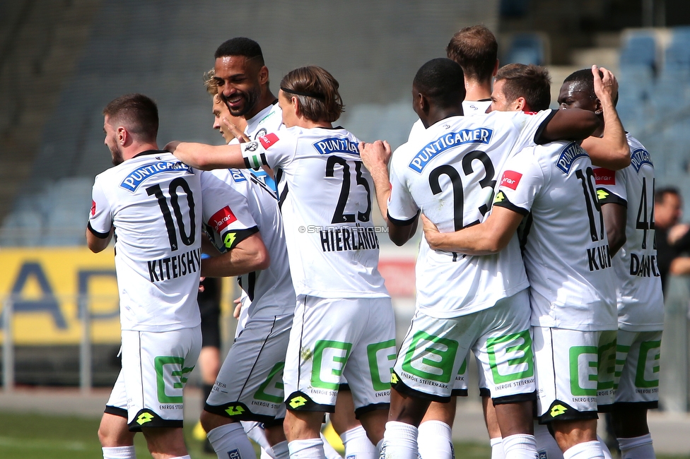 Sturm Graz - WSG Tirol
Oesterreichische Fussball Bundesliga, 24. Runde, SK Sturm Graz - WSG Tirol, Stadion Liebenau Graz, 11.04.2021. 

Foto zeigt Otar Kiteishvili (Sturm), Gregory Wuethrich (Sturm), Stefan Hierlaender (Sturm), Kelvin Yeboah (Sturm), Andreas Kuen (Sturm) und Amadou Dante (Sturm)
Schlüsselwörter: COVID19 geisterspiel torjubel