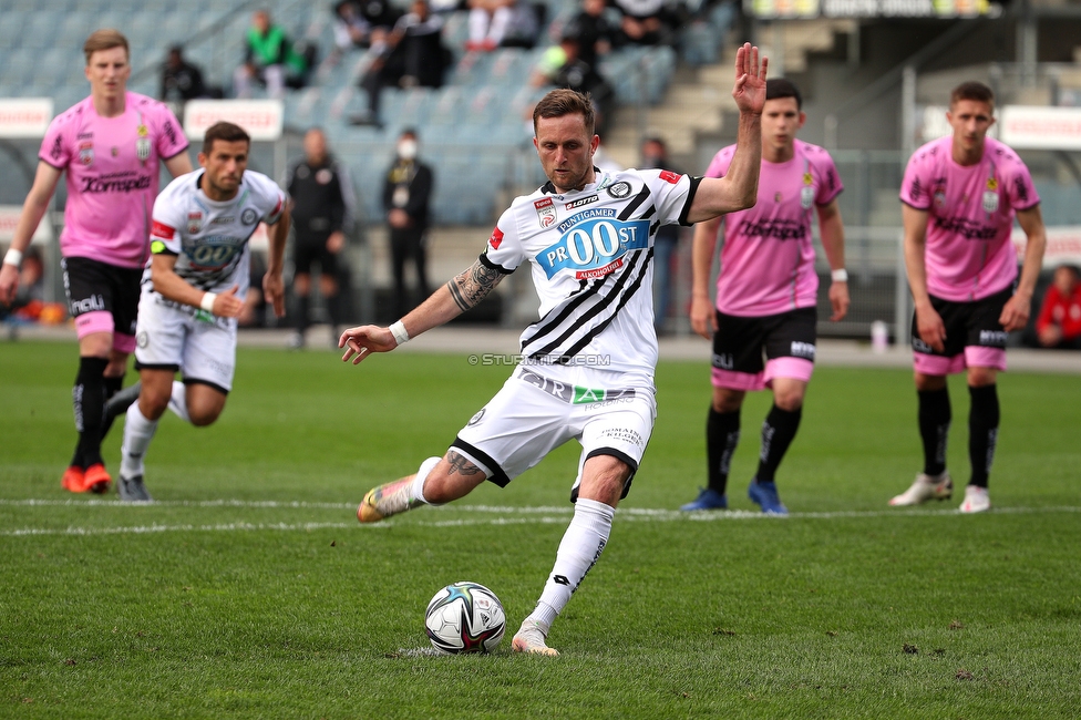 Sturm Graz - LASK
Oesterreichische Fussball Bundesliga, 27. Runde, SK Sturm Graz - LASK, Stadion Liebenau Graz, 25.04.2021. 

Foto zeigt Jakob Jantscher (Sturm)
Schlüsselwörter: COVID19 geisterspiel elfmeter tor