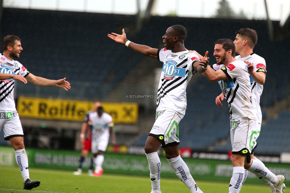 Sturm Graz - Rapid Wien
Oesterreichische Fussball Bundesliga, 31. Runde, SK Sturm Graz - SK Rapid Wien, Stadion Liebenau Graz, 16.05.2021. 

Foto zeigt Kelvin Yeboah (Sturm)
Schlüsselwörter: COVID19 geisterspiel torjubel