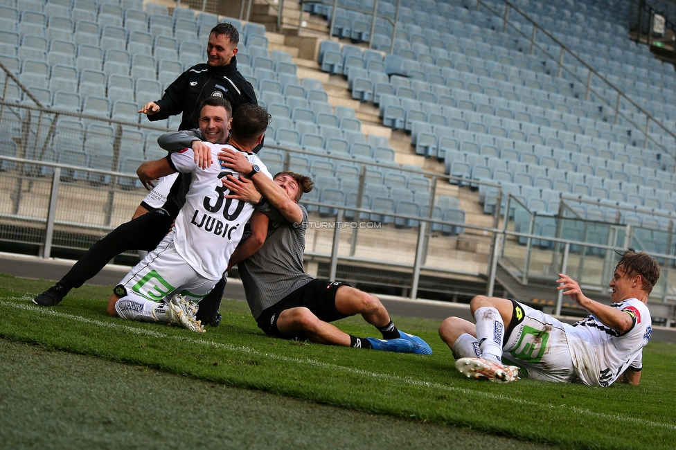 Sturm Graz - Rapid Wien
Oesterreichische Fussball Bundesliga, 31. Runde, SK Sturm Graz - SK Rapid Wien, Stadion Liebenau Graz, 16.05.2021. 

Foto zeigt Ivan Ljubic (Sturm)
Schlüsselwörter: COVID19 geisterspiel torjubel