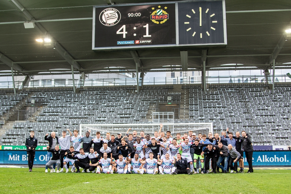 Sturm Graz - Rapid Wien
Oesterreichische Fussball Bundesliga, 31. Runde, SK Sturm Graz - SK Rapid Wien, Stadion Liebenau Graz, 16.05.2021. 

Foto zeigt die Mannschaft von Sturm
Schlüsselwörter: COVID19 geisterspiel jubel