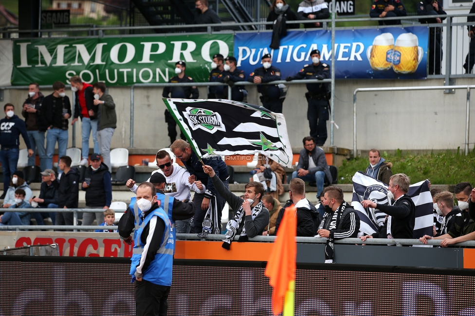 Wolfsberg - Sturm Graz
Oesterreichische Fussball Bundesliga, 32. Runde, Wolfsberger AC - SK Sturm Graz, Lavanttal Arena Wolfsberg, 22.05.2021. 

Foto zeigt Fans von Sturm
