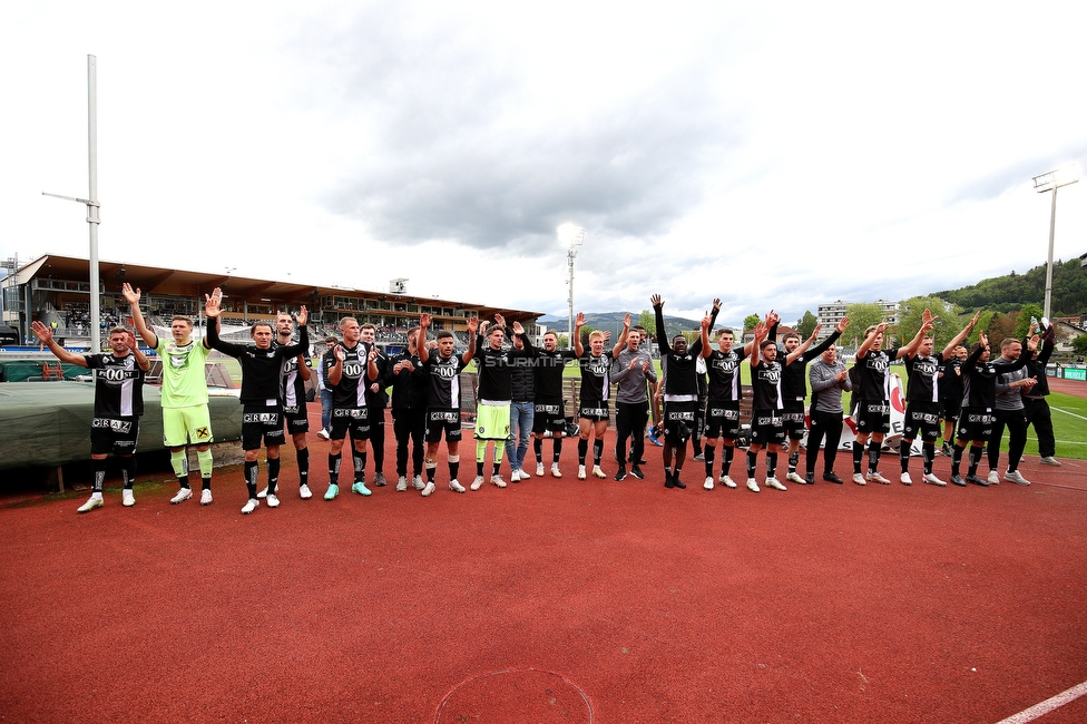 Wolfsberg - Sturm Graz
Oesterreichische Fussball Bundesliga, 32. Runde, Wolfsberger AC - SK Sturm Graz, Lavanttal Arena Wolfsberg, 22.05.2021. 

Foto zeigt die Mannschaft von Sturm
Schlüsselwörter: jubel