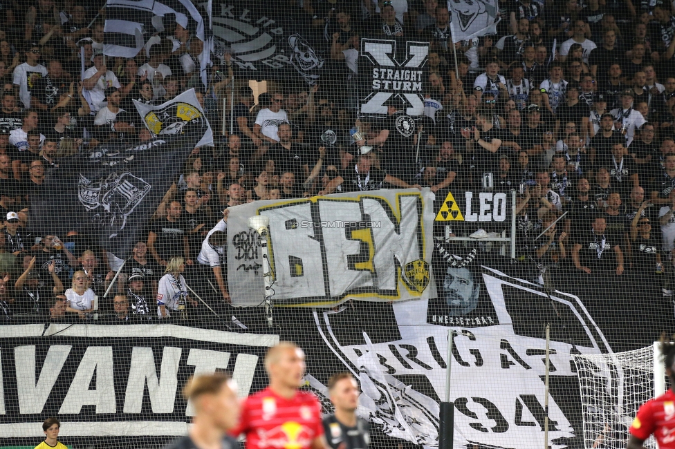 Sturm Graz - RB Salzburg
Oesterreichische Fussball Bundesliga, 1. Runde, SK Sturm Graz - FC RB Salzburg, Stadion Liebenau Graz, 23.07.2021. 

Foto zeigt Fans von Sturm mit einem Spruchband
Schlüsselwörter: brigata baby