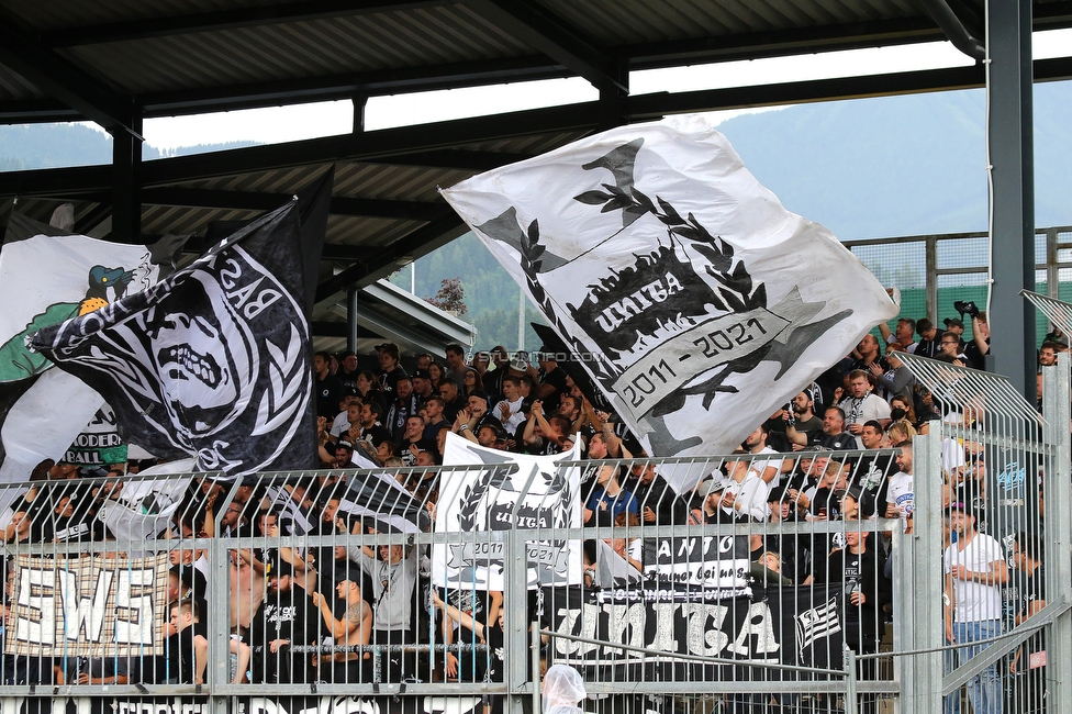 Wolfsberg - Sturm Graz
Oesterreichische Fussball Bundesliga, 2. Runde, Wolfsberger AC - SK Sturm Graz, Lavanttal Arena Wolfsberg, 01.08.2021. 

Foto zeigt Fans von Sturm
Schlüsselwörter: unita