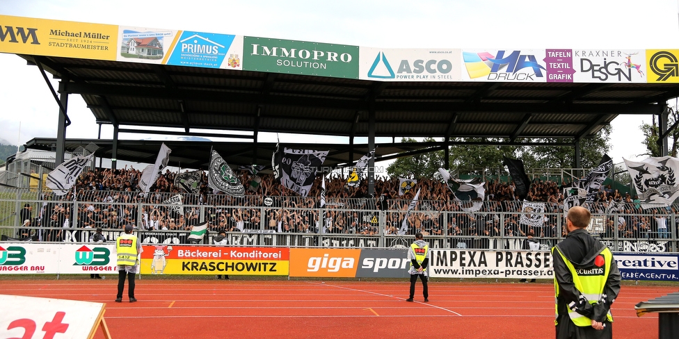 Wolfsberg - Sturm Graz
Oesterreichische Fussball Bundesliga, 2. Runde, Wolfsberger AC - SK Sturm Graz, Lavanttal Arena Wolfsberg, 01.08.2021. 

Foto zeigt Fans von Sturm
