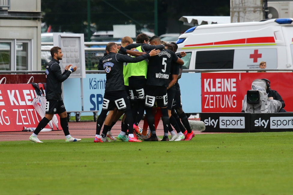 Wolfsberg - Sturm Graz
Oesterreichische Fussball Bundesliga, 2. Runde, Wolfsberger AC - SK Sturm Graz, Lavanttal Arena Wolfsberg, 01.08.2021. 

Foto zeigt die Mannschaft von Sturm
Schlüsselwörter: torjubel