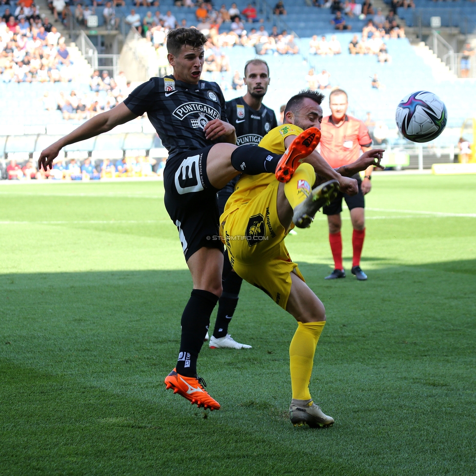 Sturm Graz - Altach
Oesterreichische Fussball Bundesliga, 3. Runde, SK Sturm Graz - SCR Altach, Stadion Liebenau Graz, 07.08.2021. 

Foto zeigt Ivan Ljubic (Sturm) und Sandi Krizman (Altach)
