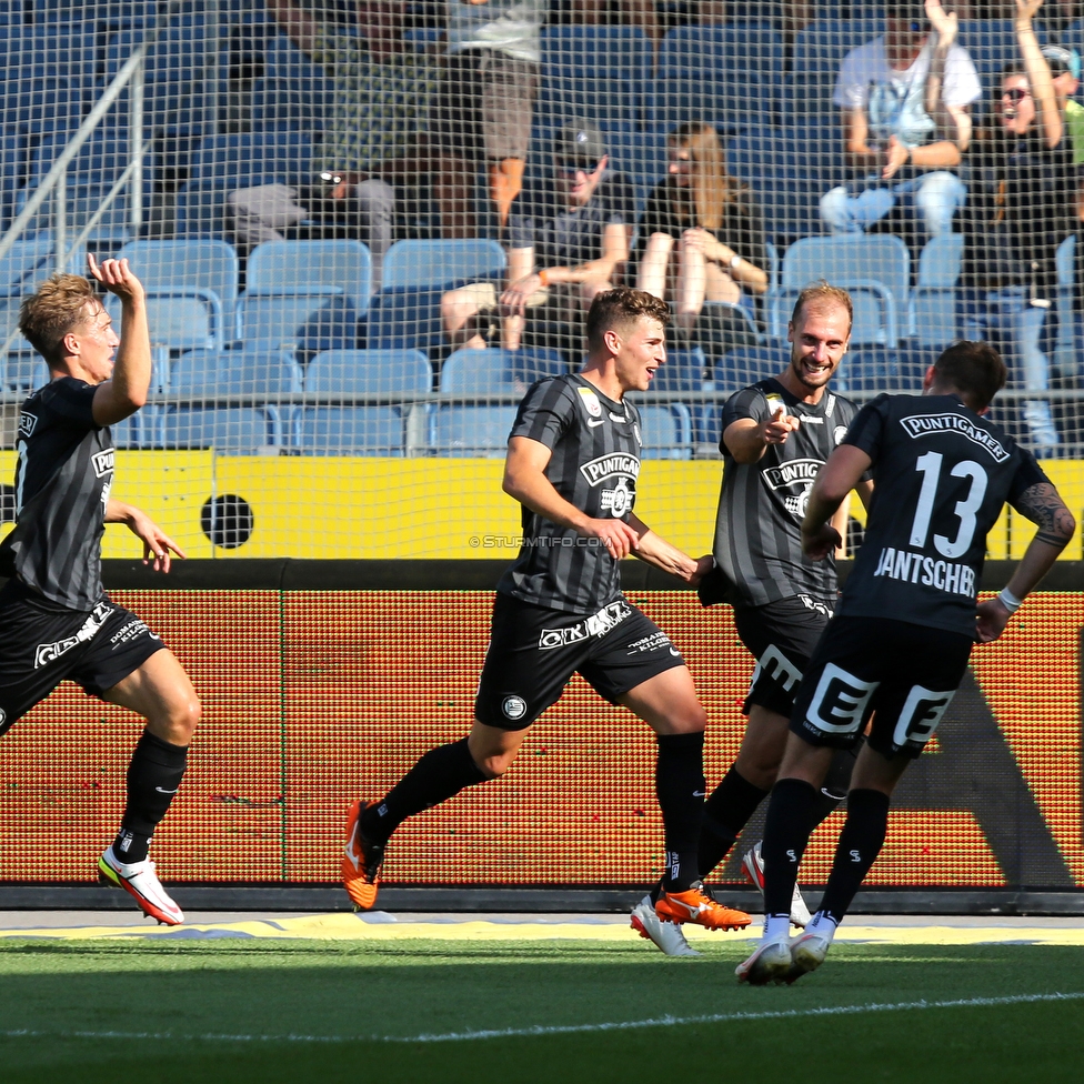 Sturm Graz - Altach
Oesterreichische Fussball Bundesliga, 3. Runde, SK Sturm Graz - SCR Altach, Stadion Liebenau Graz, 07.08.2021. 

Foto zeigt David Affengruber, Ivan Ljubic (Sturm), Jon Gorenc-Stankovic (Sturm) und Jakob Jantscher (Sturm)
Schlüsselwörter: torjubel