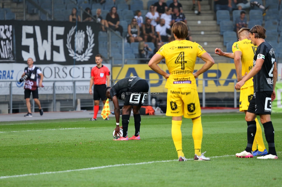 Sturm Graz - Altach
Oesterreichische Fussball Bundesliga, 3. Runde, SK Sturm Graz - SCR Altach, Stadion Liebenau Graz, 07.08.2021. 

Foto zeigt Kelvin Yeboah (Sturm)
Schlüsselwörter: elfmeter