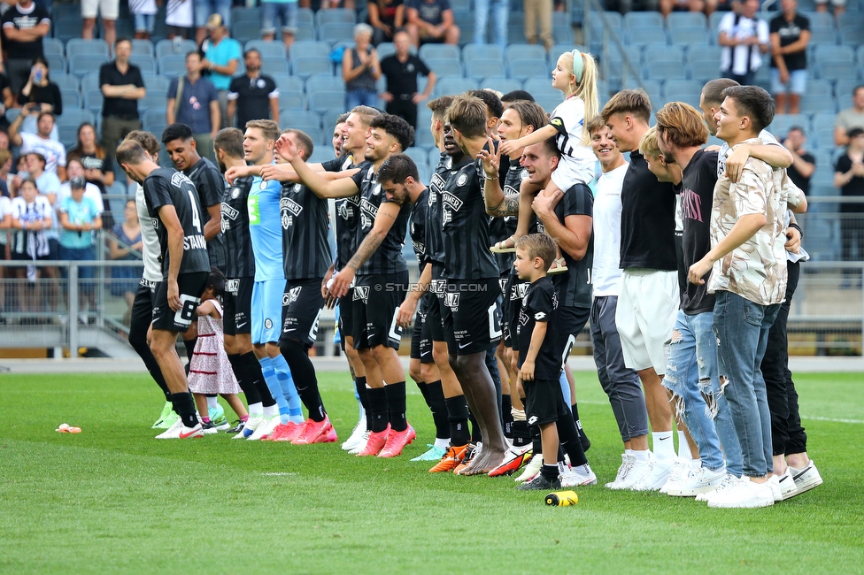 Sturm Graz - Altach
Oesterreichische Fussball Bundesliga, 3. Runde, SK Sturm Graz - SCR Altach, Stadion Liebenau Graz, 07.08.2021. 

Foto zeigt die Mannschaft von Sturm
Schlüsselwörter: jubel