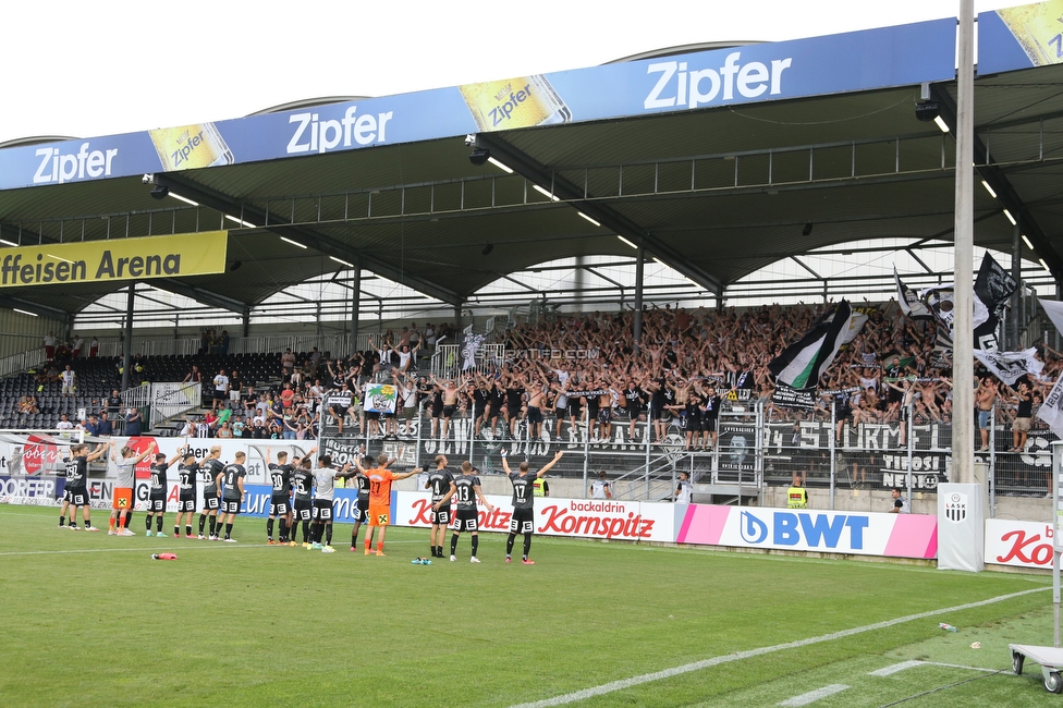 LASK - Sturm Graz
Oesterreichische Fussball Bundesliga, 4. Runde, LASK - SK Sturm Graz, Waldstadion Pasching, 15.08.2021. 

Foto zeigt Fans von Sturm
