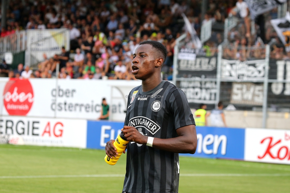 LASK - Sturm Graz
Oesterreichische Fussball Bundesliga, 4. Runde, LASK - SK Sturm Graz, Waldstadion Pasching, 15.08.2021. 

Foto zeigt Kelvin Yeboah (Sturm)
