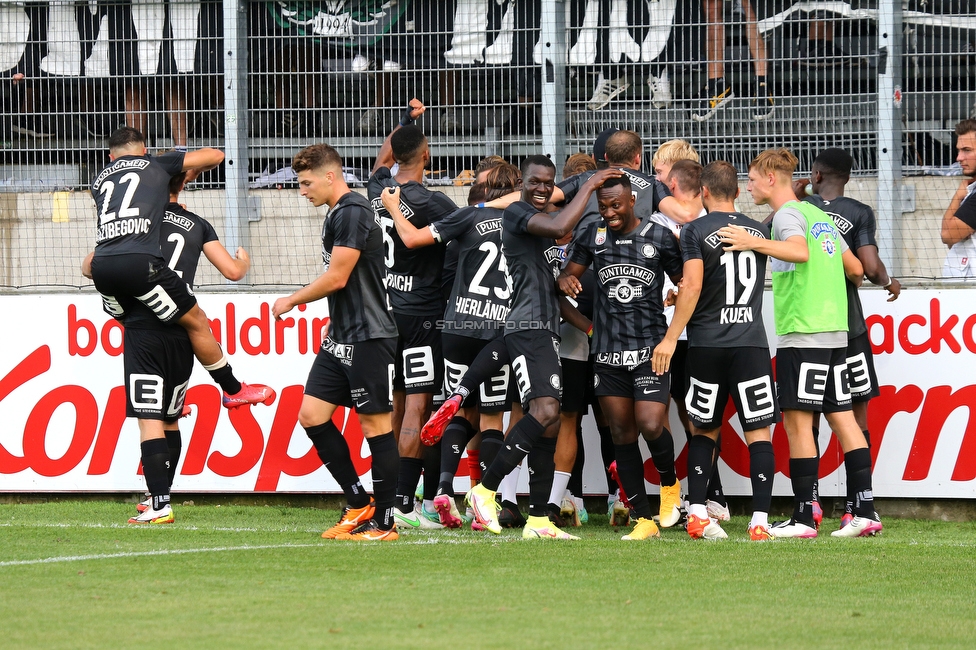 LASK - Sturm Graz
Oesterreichische Fussball Bundesliga, 4. Runde, LASK - SK Sturm Graz, Waldstadion Pasching, 15.08.2021. 

Foto zeigt die Mannschaft von Sturm
Schlüsselwörter: torjubel