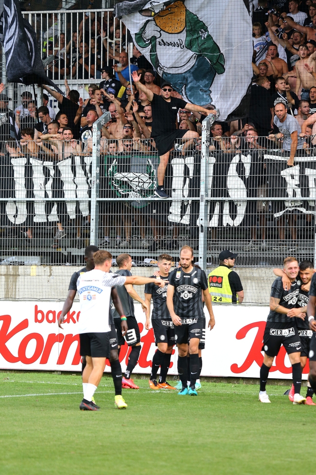 LASK - Sturm Graz
Oesterreichische Fussball Bundesliga, 4. Runde, LASK - SK Sturm Graz, Waldstadion Pasching, 15.08.2021. 

Foto zeigt die Mannschaft von Sturm und Fans von Sturm
Schlüsselwörter: torjubel