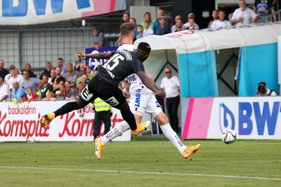 LASK - Sturm Graz
Oesterreichische Fussball Bundesliga, 4. Runde, LASK - SK Sturm Graz, Waldstadion Pasching, 15.08.2021. 

Foto zeigt Anderson Niangbo (Sturm)
