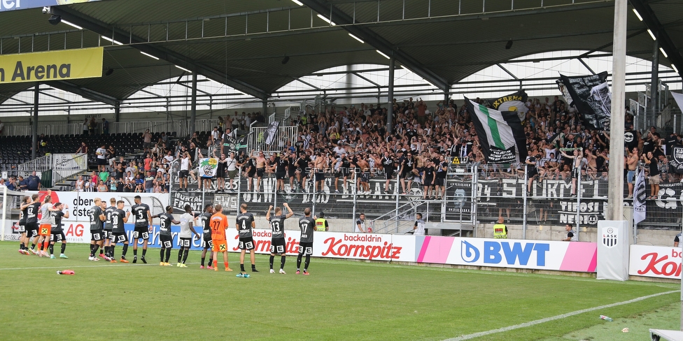 LASK - Sturm Graz
Oesterreichische Fussball Bundesliga, 4. Runde, LASK - SK Sturm Graz, Waldstadion Pasching, 15.08.2021. 

Foto zeigt Fans von Sturm
