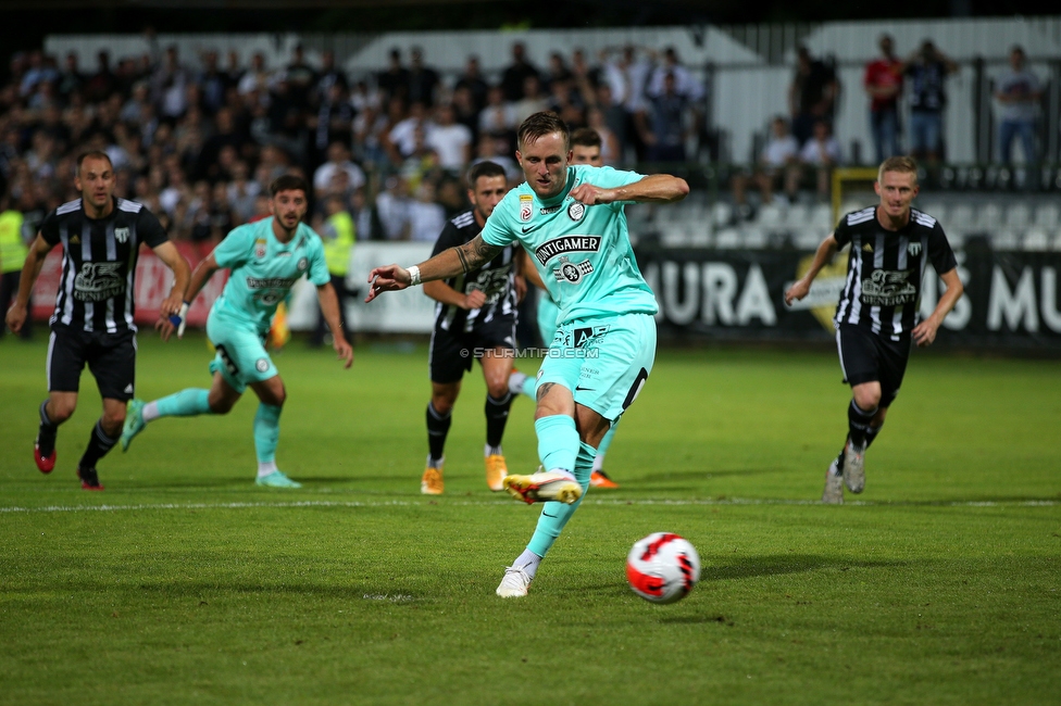 Mura - Sturm Graz
UEFA Europa League Playoff, NS Mura - SK Sturm Graz, Fazanerija Stadion Murska Sobota, 19.08.2021. 

Foto zeigt Jakob Jantscher (Sturm)
Schlüsselwörter: elfmeter