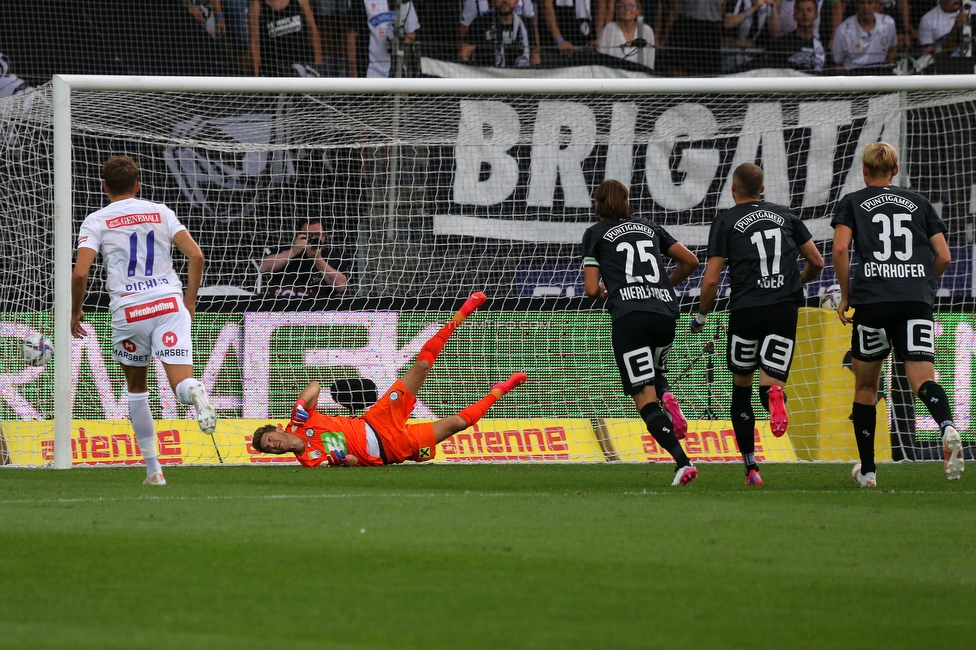 Sturm Graz - Austria Wien
Oesterreichische Fussball Bundesliga, 5. Runde, SK Sturm Graz - FK Austria Wien, Stadion Liebenau Graz, 22.08.2021. 

Foto zeigt Benedikt Pichler (Austria), Joerg Siebenhandl (Sturm), Stefan Hierlaender (Sturm), Lukas Jaeger (Sturm) und Niklas Geyrhofer (Sturm)
Schlüsselwörter: elfmeter