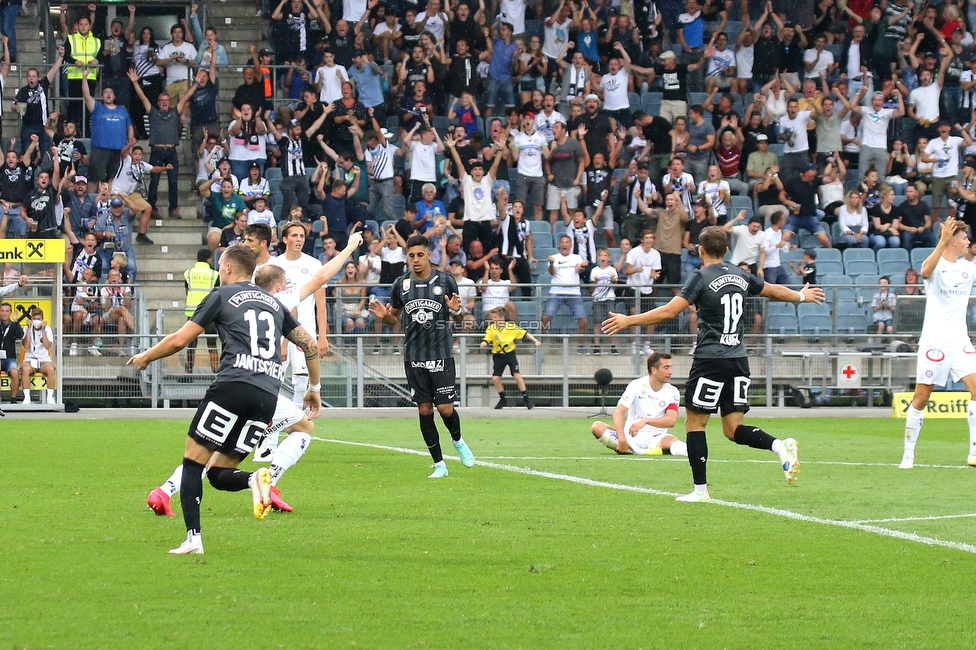 Sturm Graz - Austria Wien
Oesterreichische Fussball Bundesliga, 5. Runde, SK Sturm Graz - FK Austria Wien, Stadion Liebenau Graz, 22.08.2021. 

Foto zeigt Manprit Sarkaria (Sturm)
Schlüsselwörter: torjubel