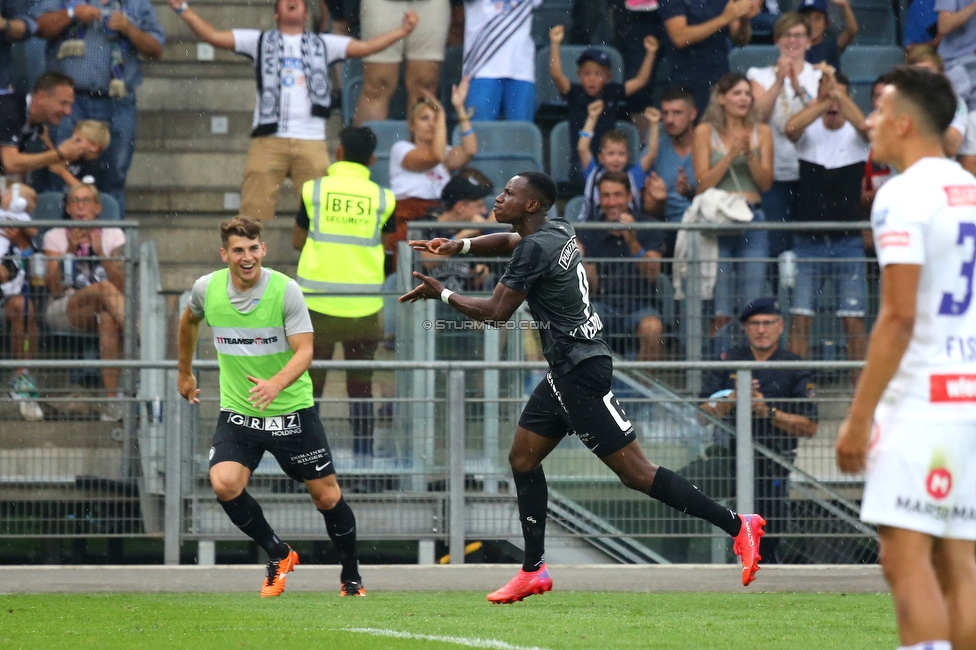 Sturm Graz - Austria Wien
Oesterreichische Fussball Bundesliga, 5. Runde, SK Sturm Graz - FK Austria Wien, Stadion Liebenau Graz, 22.08.2021. 

Foto zeigt Kelvin Yeboah (Sturm)
Schlüsselwörter: torjubel