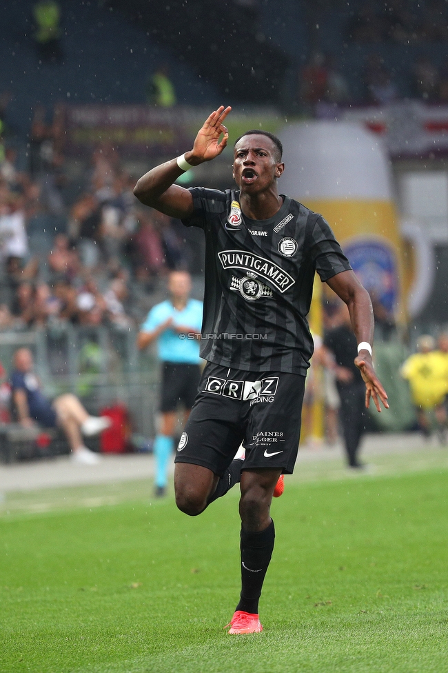 Sturm Graz - Austria Wien
Oesterreichische Fussball Bundesliga, 5. Runde, SK Sturm Graz - FK Austria Wien, Stadion Liebenau Graz, 22.08.2021. 

Foto zeigt Kelvin Yeboah (Sturm)
Schlüsselwörter: torjubel