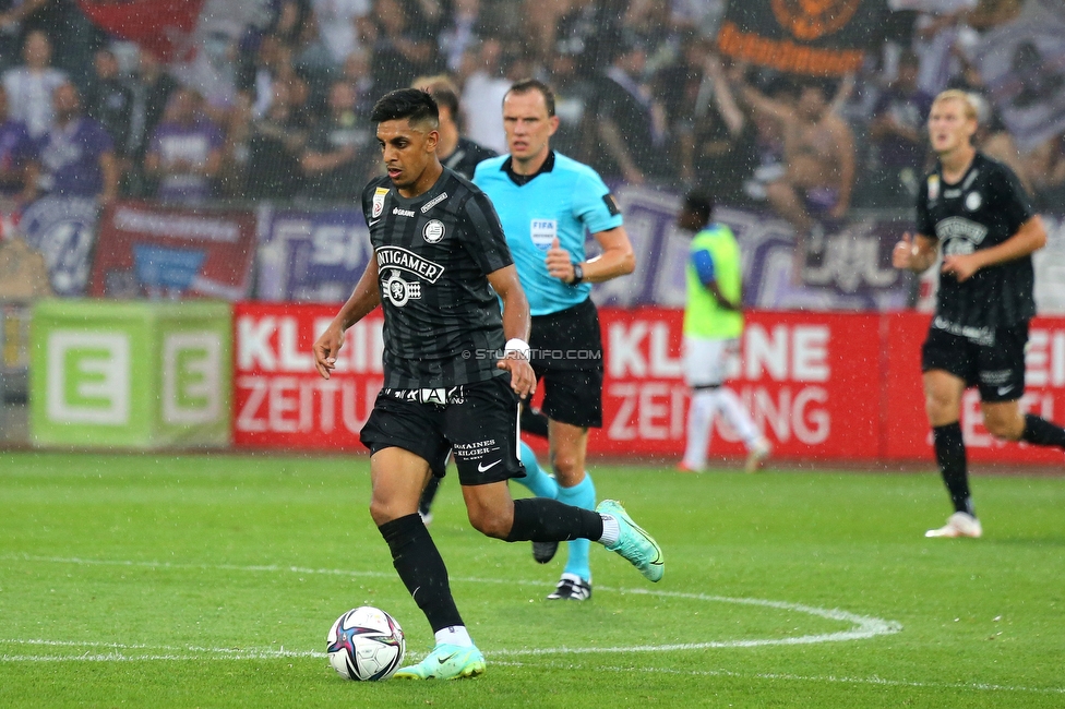 Sturm Graz - Austria Wien
Oesterreichische Fussball Bundesliga, 5. Runde, SK Sturm Graz - FK Austria Wien, Stadion Liebenau Graz, 22.08.2021. 

Foto zeigt Manprit Sarkaria (Sturm)
