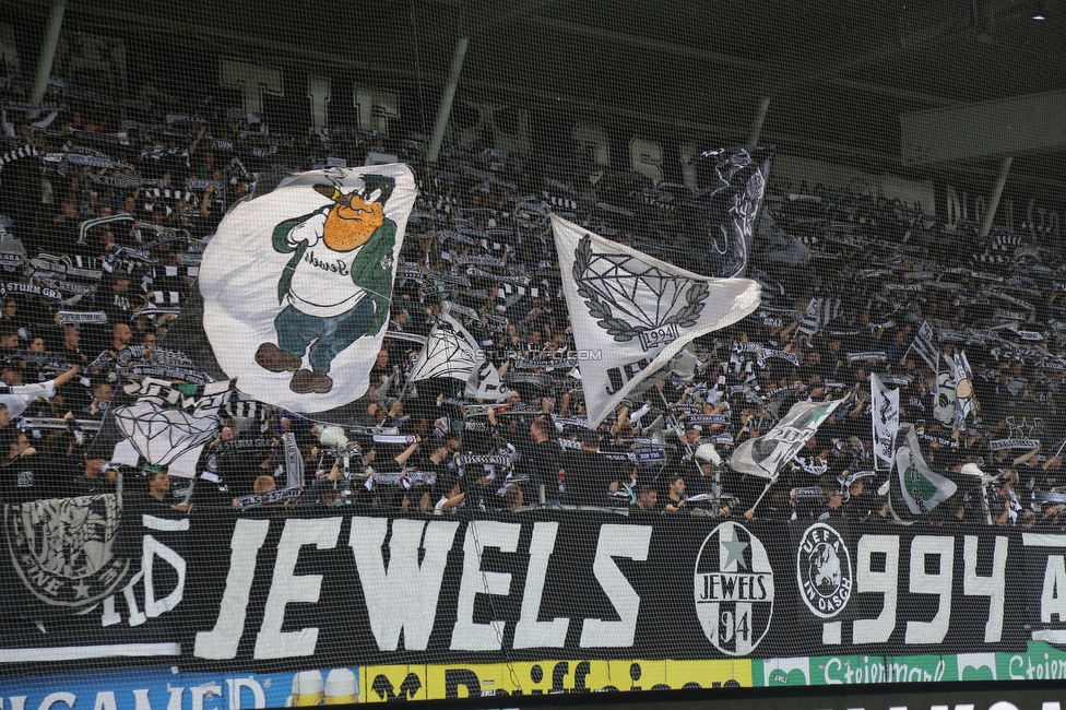 Sturm Graz - Mura
UEFA Europa League Playoff, SK Sturm Graz - NS Mura, Stadion Liebenau Graz, 26.08.2021. 

Foto zeigt Fans von Sturm
Schlüsselwörter: schals jewels