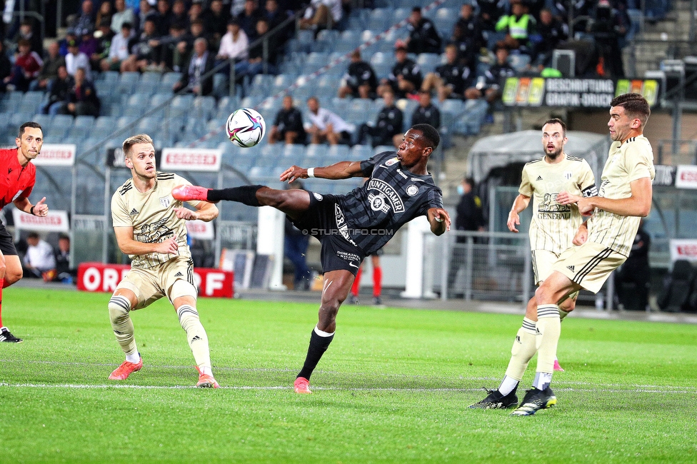 Sturm Graz - Mura
UEFA Europa League Playoff, SK Sturm Graz - NS Mura, Stadion Liebenau Graz, 26.08.2021. 

Foto zeigt Kelvin Yeboah (Sturm)
