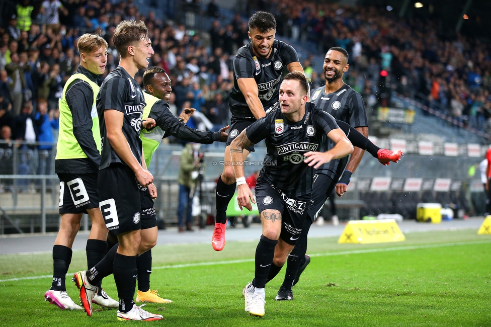 Sturm Graz - Mura
UEFA Europa League Playoff, SK Sturm Graz - NS Mura, Stadion Liebenau Graz, 26.08.2021. 

Foto zeigt Jakob Jantscher (Sturm)
Schlüsselwörter: torjubel