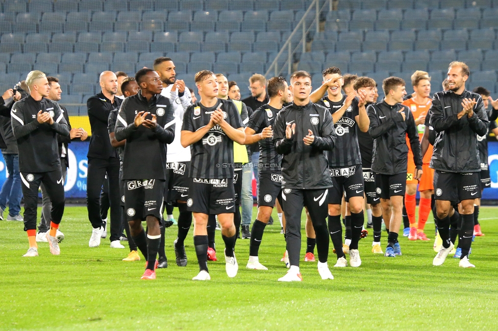 Sturm Graz - Mura
UEFA Europa League Playoff, SK Sturm Graz - NS Mura, Stadion Liebenau Graz, 26.08.2021. 

Foto zeigt die Mannschaft von Sturm
Schlüsselwörter: jubel