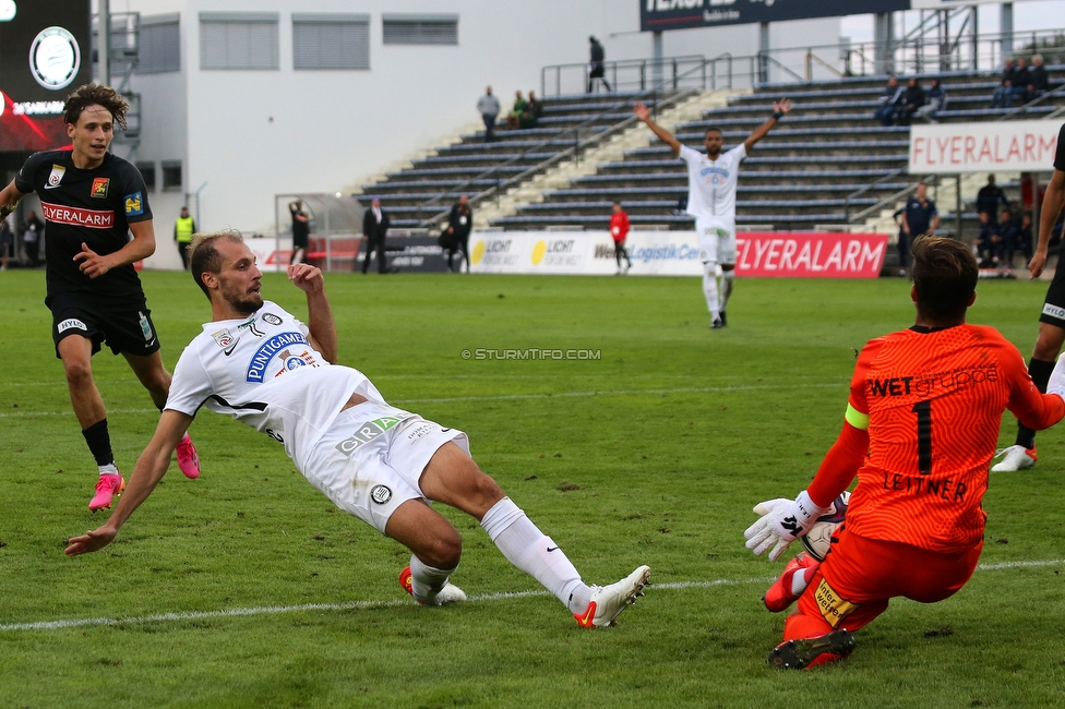 Admira Wacker - Sturm Graz
Oesterreichische Fussball Bundesliga, 6. Runde, FC Admira Wacker - SK Sturm Graz, Stadion Suedstadt Maria Enzersdorf, 29.08.2021. 

Foto zeigt Jon Gorenc-Stankovic (Sturm) und Andreas Leitner (Admira)
